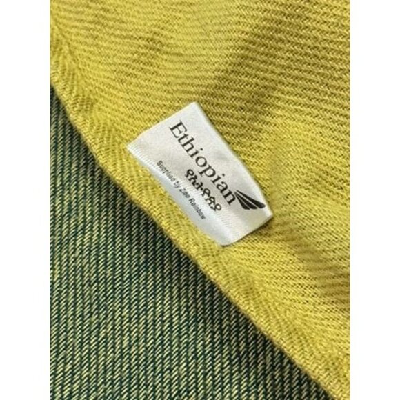 Vintage Ethiopian Airlines In-Flight Plane Blanket Throw Blue Yellow 59" x 43" - Picture 3 of 6